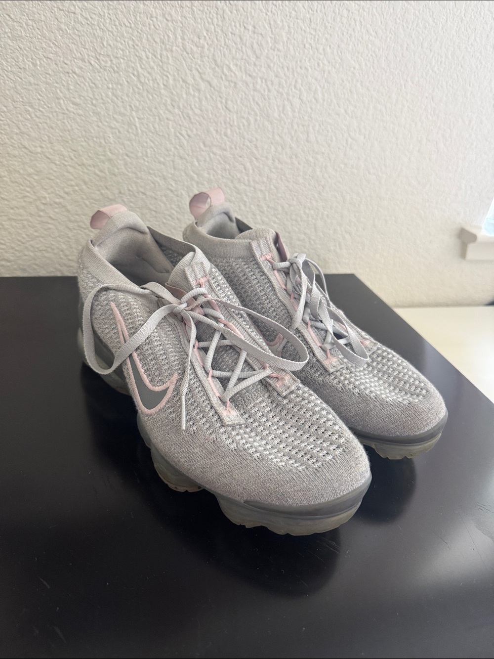 Nike Kids Light Gray Knit Air Max with Pink Accents